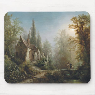 Tapis De Souris Nuit illuminée au-dessus de la chapelle de campagn