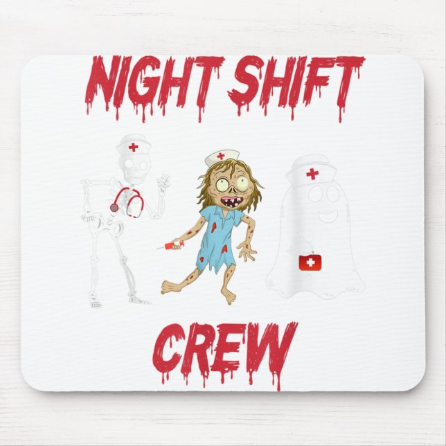 Tapis De Souris Nuit Infirmière Shift Crew Ghost Skeleton Zombie F (Devant)