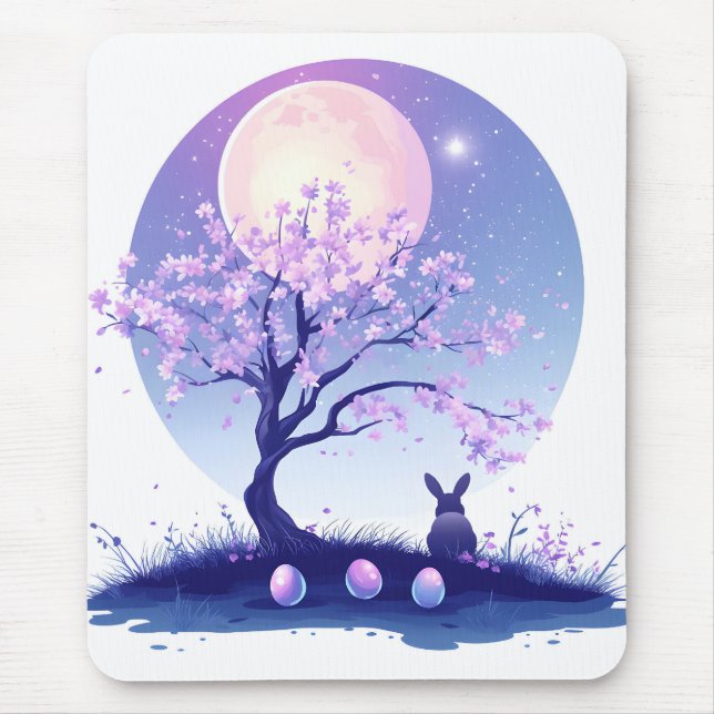 Tapis De Souris Nuit lunaire de lapin (Devant)