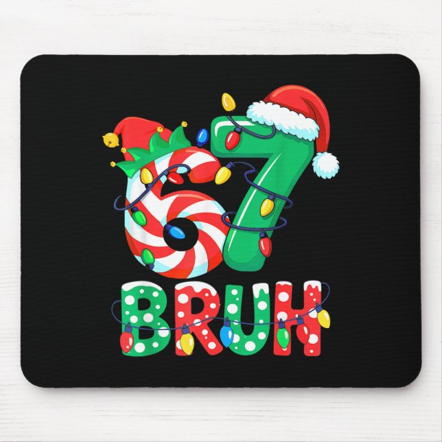 Tapis De Souris Number 7 Funny Meme Saying 6 7 Six Seven Christmas (Devant)