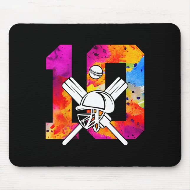 Tapis De Souris Numéro 10 Ans Cricket 10e Anniversaire 1  (Devant)