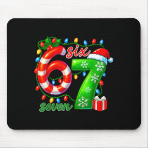 Tapis De Souris Numéro 67 Mème Rétro Père Noël 6 7 Fête Six Sept C