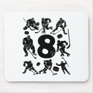 Tapis De Souris Numéro 8 ans Hockey sur glace 8e anniversaire (4)