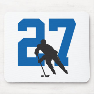 Tapis De Souris Numéro de joueur de hockey personnalisé bleu