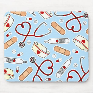Tapis De Souris Nurse Love Print Blue