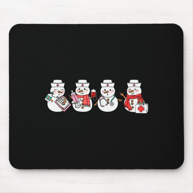 Tapis De Souris Nurse Snowman Squad Nursing Rn Registered Funny Ch (Devant)
