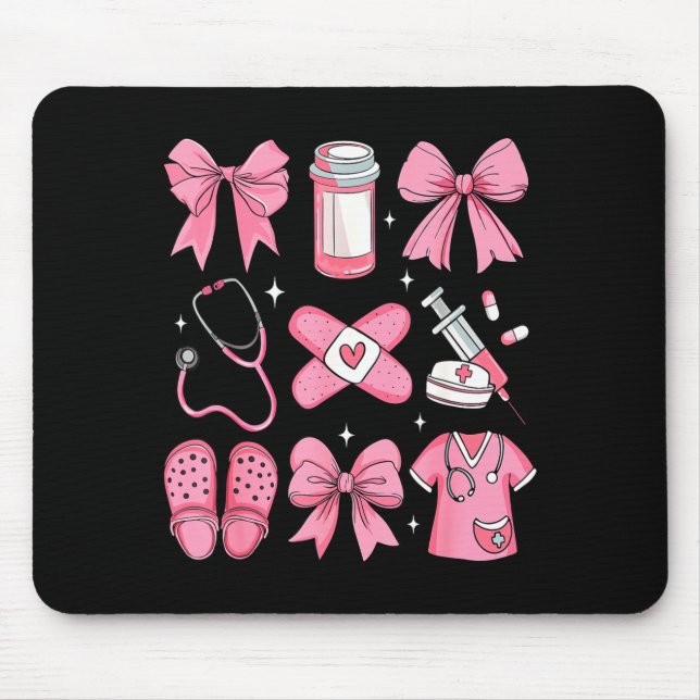Tapis De Souris Nurse Valentines Day Coquette Bow Valentine Nurse  (Devant)