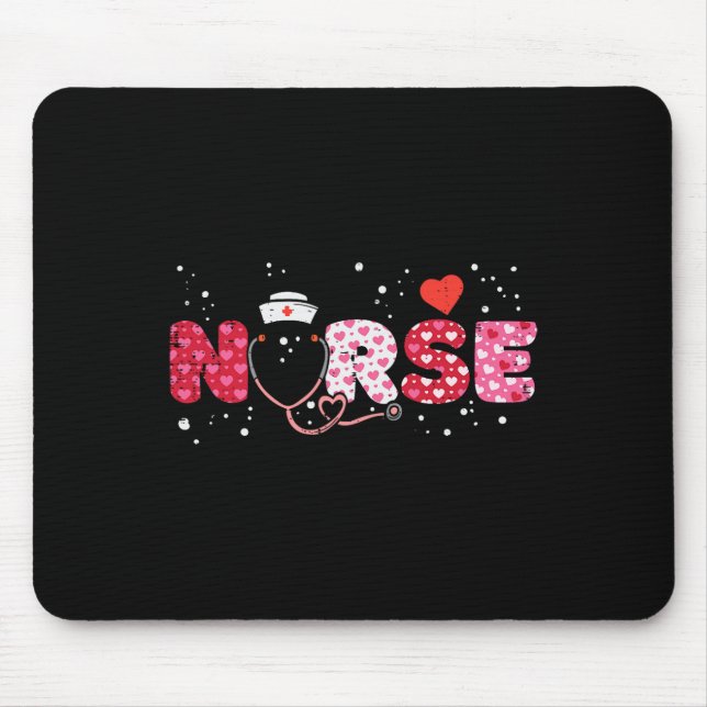 Tapis De Souris Nurse Valentines Day Valentine Scrub Top Femmes Sc (Devant)