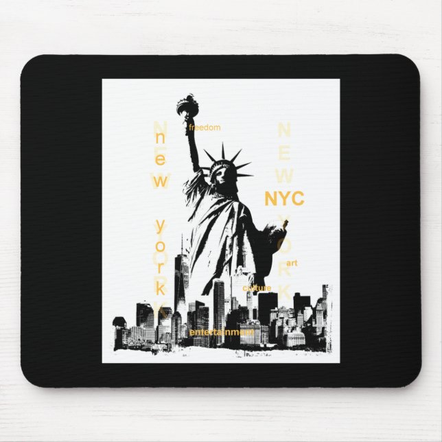 Tapis De Souris Nyc New York Brooklyn Bridge Liberty Statue Mens _ (Devant)