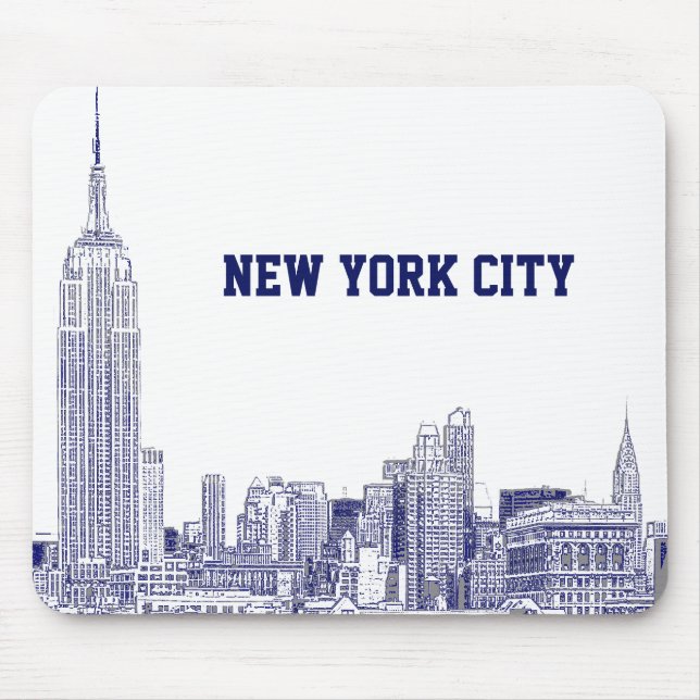 Tapis De Souris NYC Skyline Etched 01 Blue (Devant)