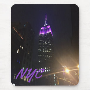 Tapis De Souris NYC Skyscraper Purple Empire State Building Nuit