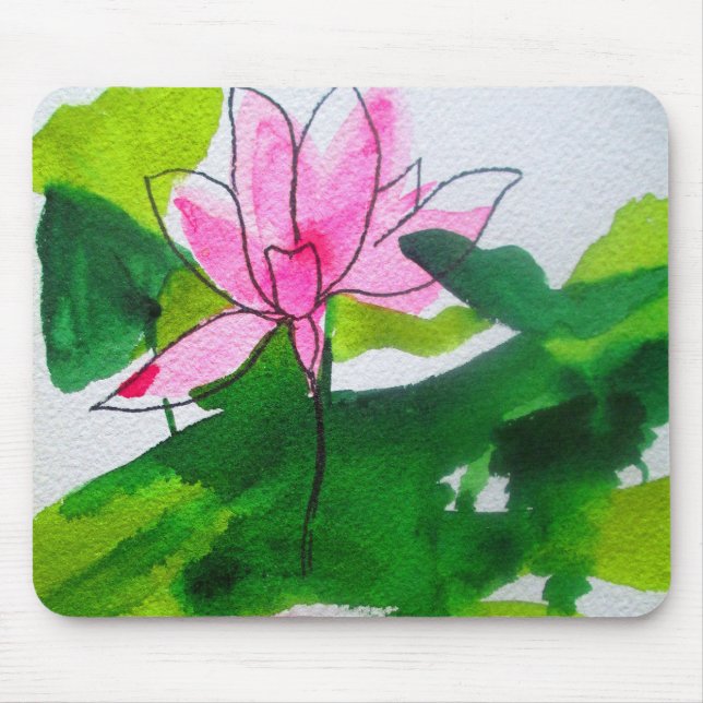 Tapis De Souris Nymphéa art abstrait aquarelle fleur (Devant)