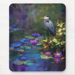 Tapis De Souris Nymphéa d'eau d'étang enchanté aquarelle nature