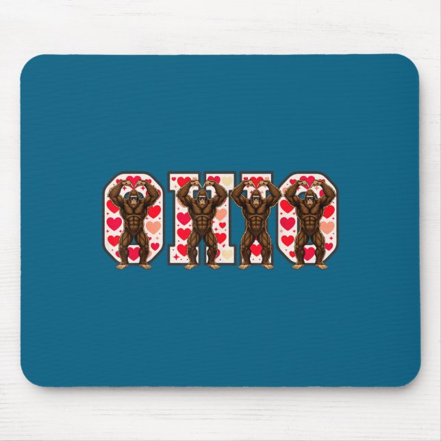 Tapis De Souris O-h-i-o Funny Bigfoot Ohio In Midwestern Valentine (Devant)