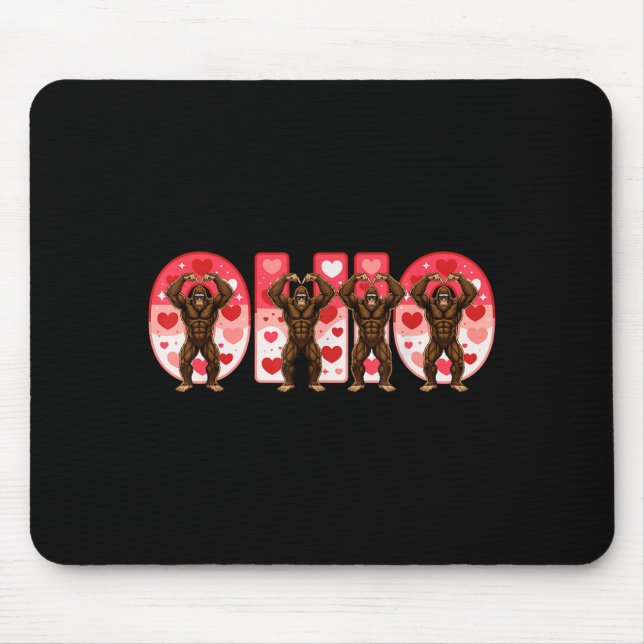 Tapis De Souris O-h-i-o Funny Bigfoot Ohio In Midwestern Valentine (Devant)