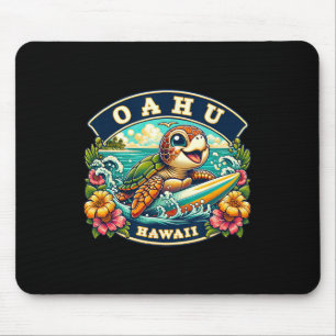 Tapis De Souris Oahu Hawaiii Mignonne Tortue de Mer Surf 