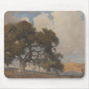 Tapis De Souris Oak Tree (1910) - Aquarelle Vintage majestueuse
