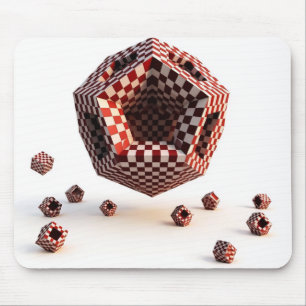 Tapis De Souris Objets géométriques damier rouge et blanc