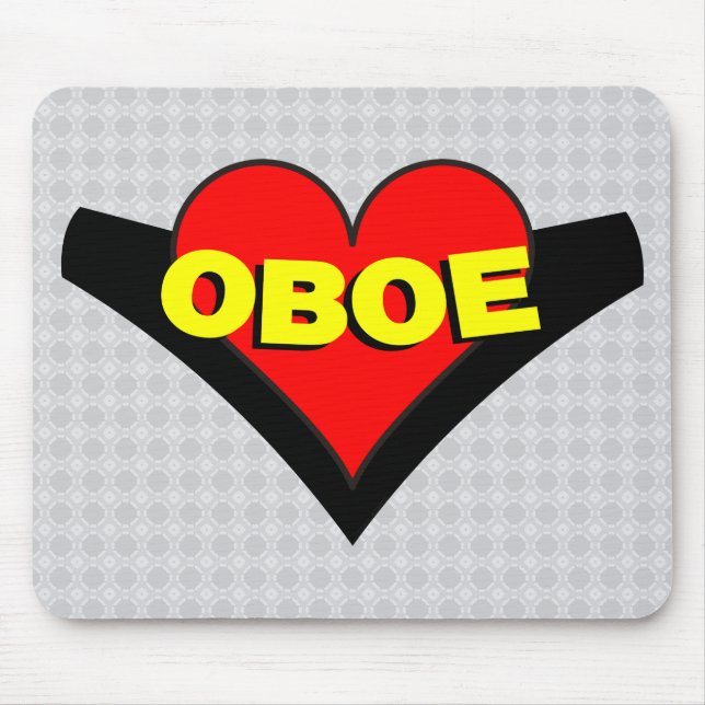Tapis De Souris Oboe sur le coeur (Devant)