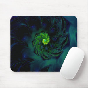 Tapis De Souris Obscurité   Art fractal bleu et vert