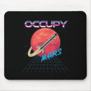 Tapis De Souris Occupy Mars Space Rocket Synthwave Outrun Retro