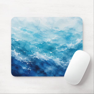 Tapis De Souris Océan bleu aquarelle abstrait