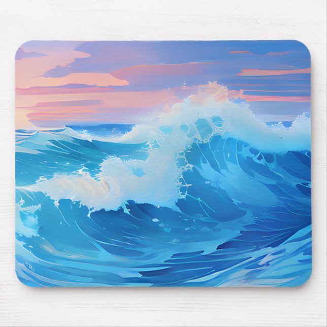 Tapis De Souris Océan Bleu au Coucher du Soleil (Devant)