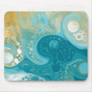 Tapis De Souris Ocean Blue Waves et Sandy Brown Fluid Art