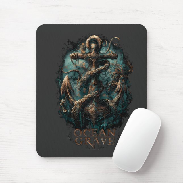 Tapis De Souris Ocean Grave Kraken Anchor Dark Fantasy (Avec souris)