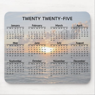 Tapis De Souris Ocean Sunset 2025 Calendrier Mousepad