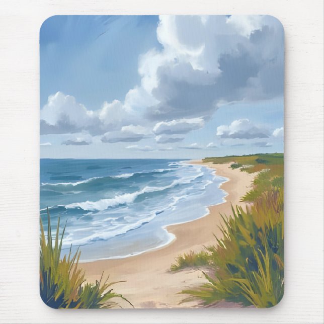 Tapis De Souris Ocean Waves | Beach Coastal Painted (Devant)