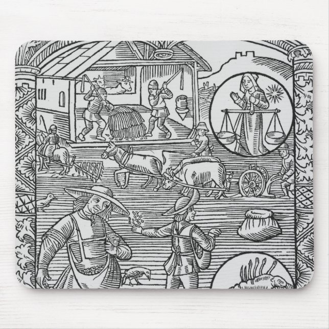 Tapis De Souris Octobre, encemencement, labourant et battant, (Devant)