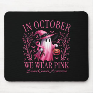 Tapis De Souris Octobre Nous Portons Pink Ghost Witch Cancer du Se