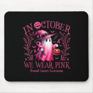 Tapis De Souris Octobre Nous Portons Pink Ghost Witch Cancer du Se