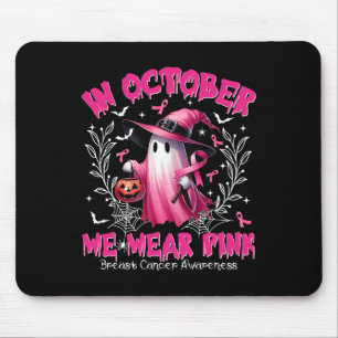 Tapis De Souris Octobre Nous Portons Pink Ghost Witch Cancer du Se