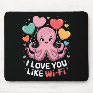 Tapis De Souris Octopus Avec Bylon Coeur Je T'Aime Comme Wi-Fi