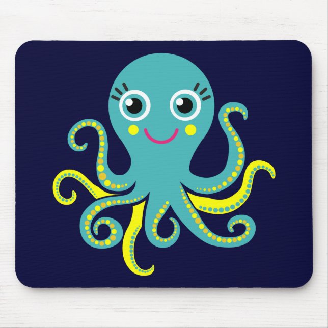 Tapis De Souris Octopus bleu et jaune (Devant)