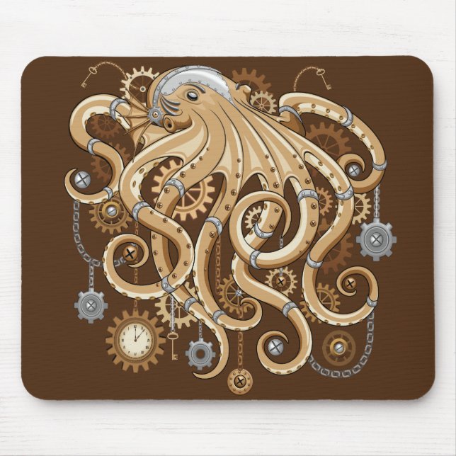 Tapis De Souris Octopus Steampunk Surreal Retro Style Machine    (Devant)