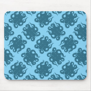 Tapis De Souris Octopus sur Motif bleu
