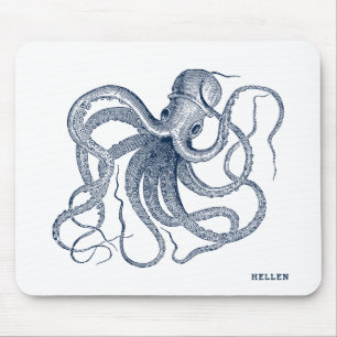 Tapis De Souris Octopus Vintage bleu marine