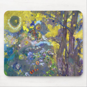 Tapis De Souris Odilon Redon Trees sur un Arrière - plan jaune