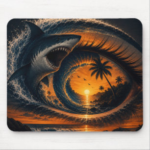 Tapis De Souris Œil de la Vague – Coussin jeté Surrealiste Requin 