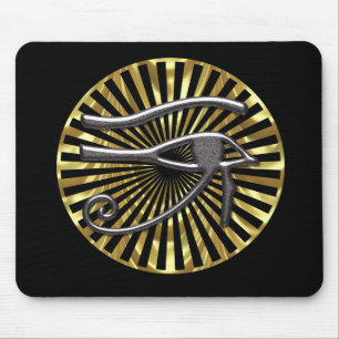 Tapis De Souris Oeil égyptien d'or et de noir de Horus