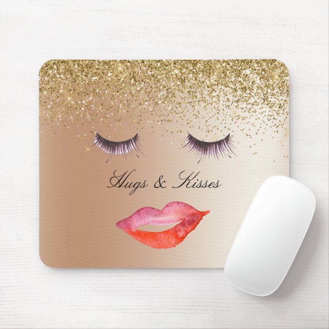 Tapis De Souris Oeil et lèvres Gold Parties scintillant Ombre (Avec souris)