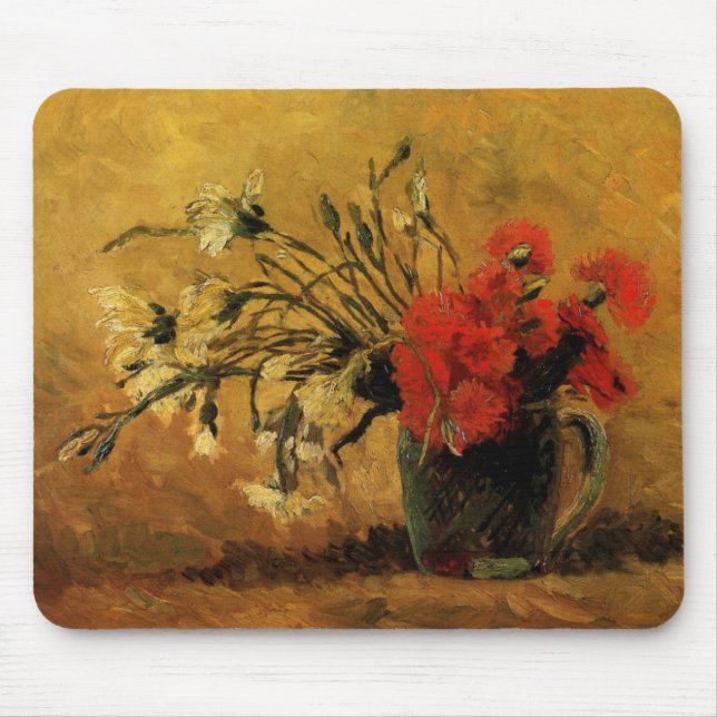 Tapis De Souris Œillets rouges et blancs par Vincent van Gogh (Devant)