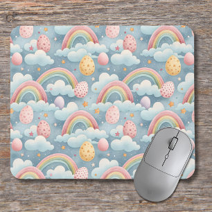 Tapis De Souris Œufs de Pâques arc-en-ciel pastel vintage avec nua