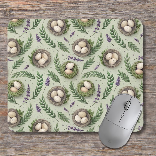Tapis De Souris Œufs de Pâques Vert Sauge Simple Nid de Lavande (Créateur téléchargé)