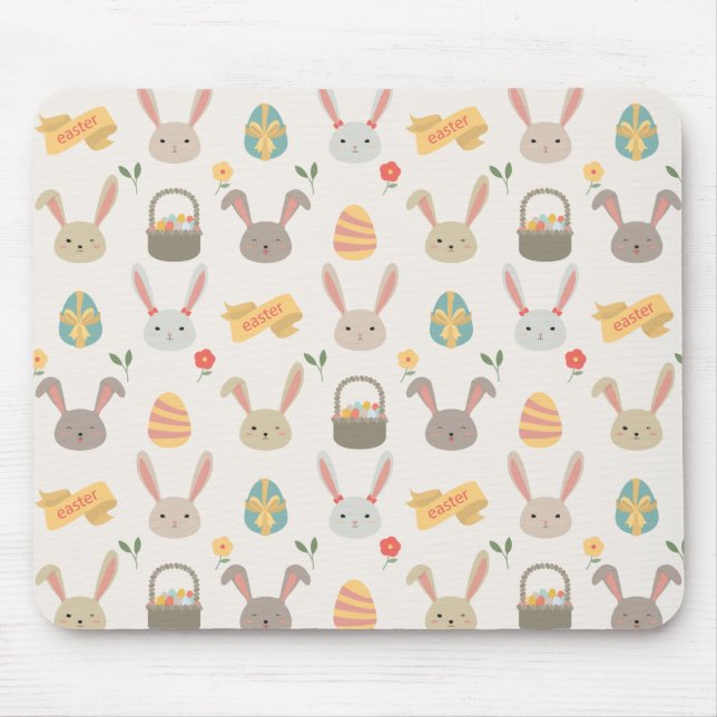 Tapis De Souris Oeufs et lapins simples Pâques | Mousepad (Devant)
