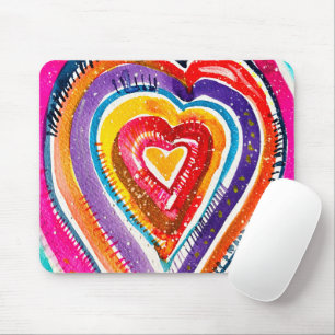 Tapis De Souris OEuvre d'aquarelle du coeur