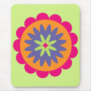 Tapis De Souris Œuvre d'art à motif botanique rétro groovy